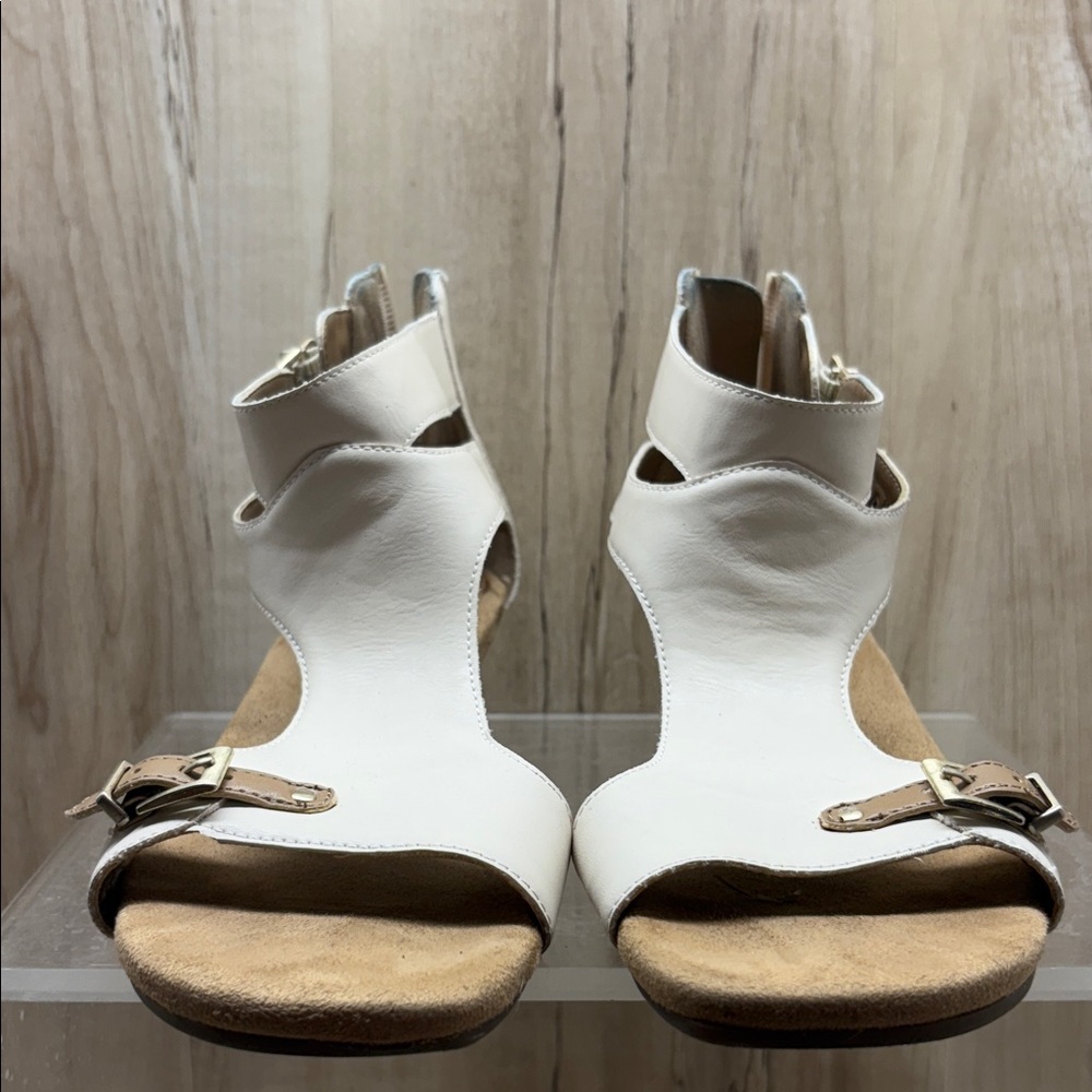AEROSOLES White Women's Sandals with Tan Accents